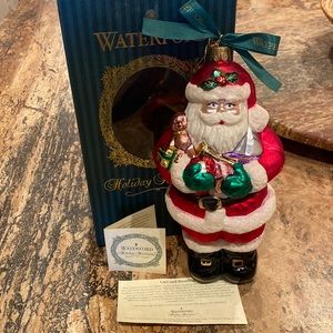NIB Vintage 1998 WATERFORD Holiday Heirlooms Large Santa Christmas Ornam…